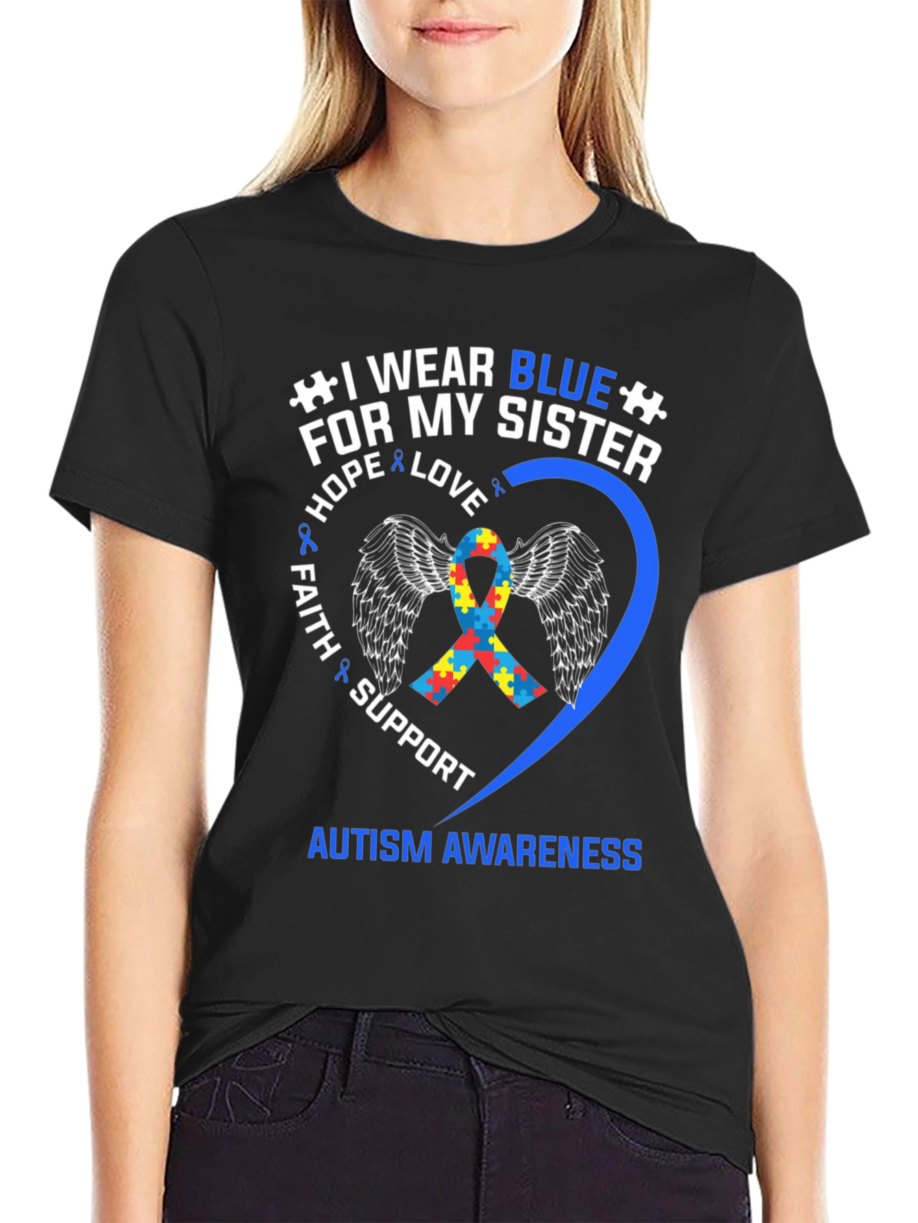 Autism Awareness Shirt - I Wear Blue For My Sister