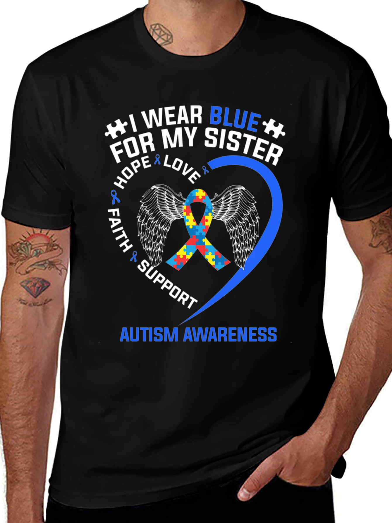 Autism Awareness Shirt - I Wear Blue For My Sister