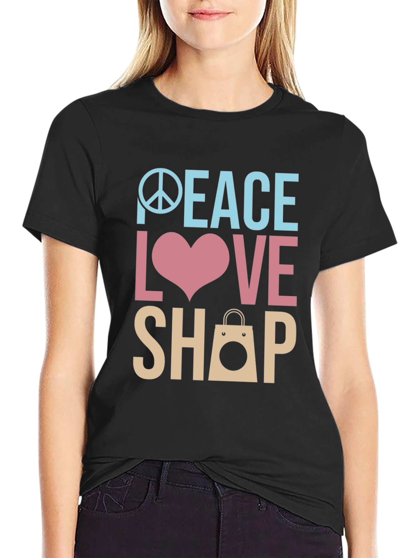Peace Love Shop Graphic Tee - Stylish Unisex T-Shirt