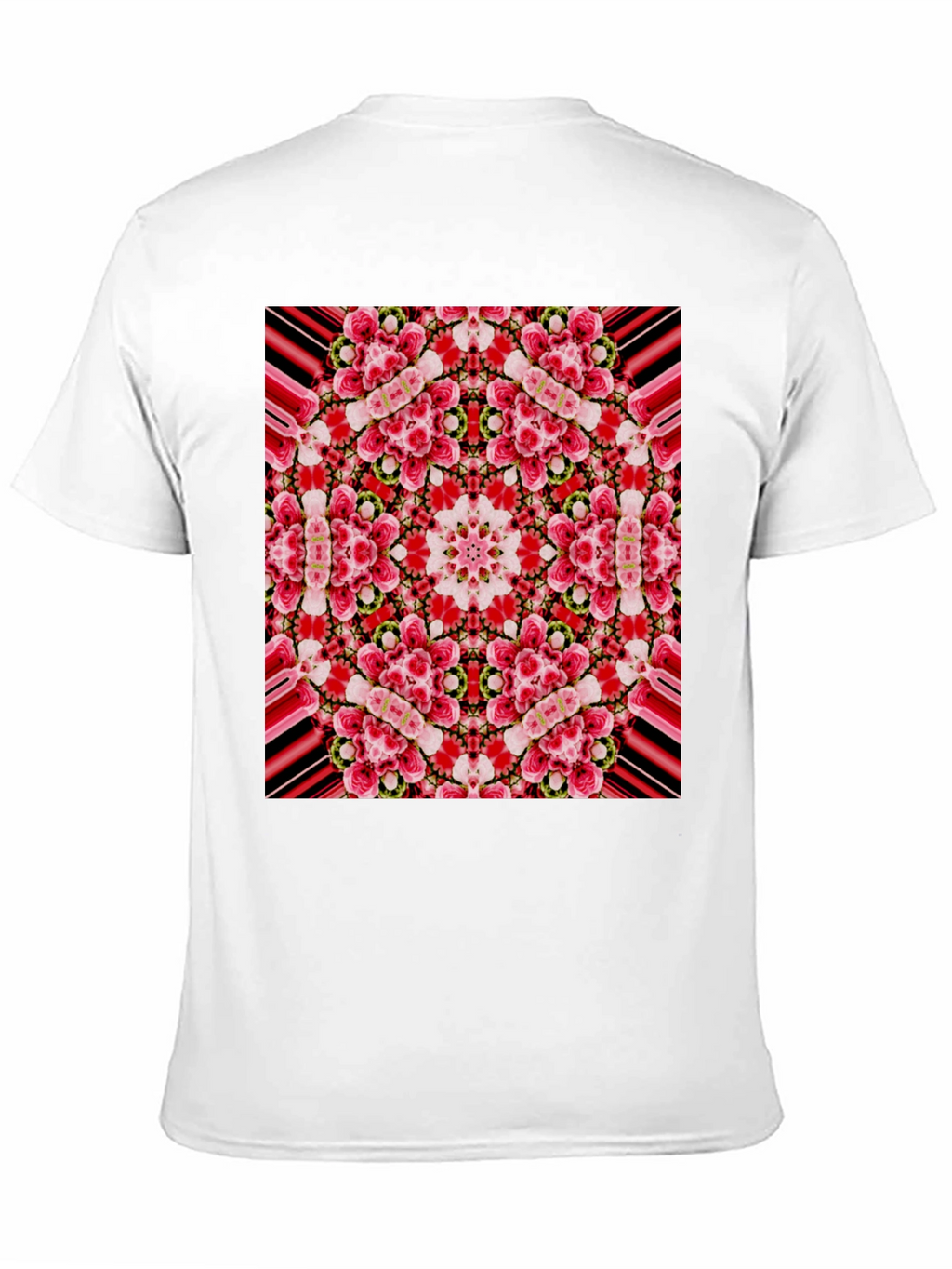 Floral Kaleidoscope Print Black T-Shirt