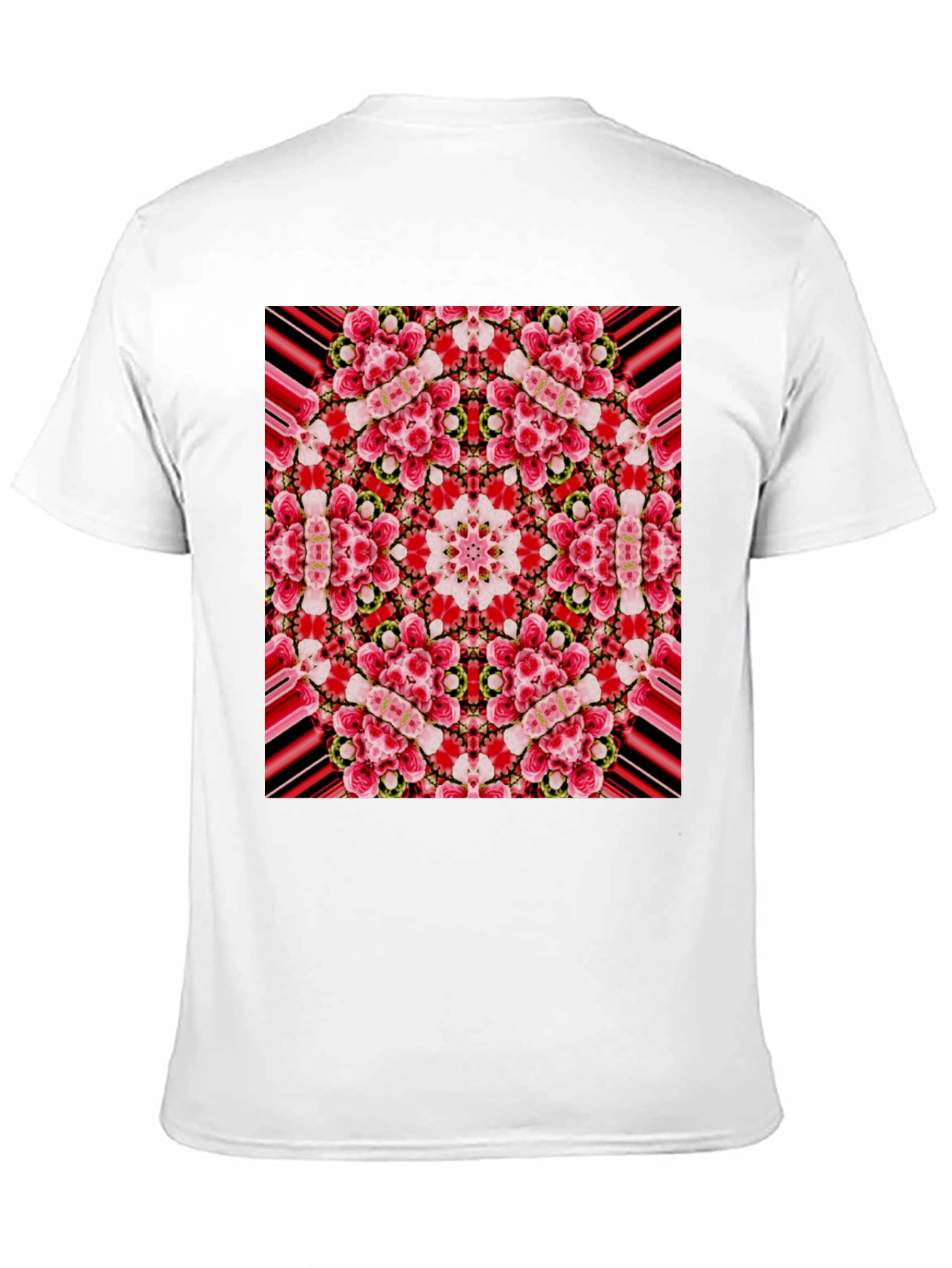 Floral Kaleidoscope Print Black T-Shirt