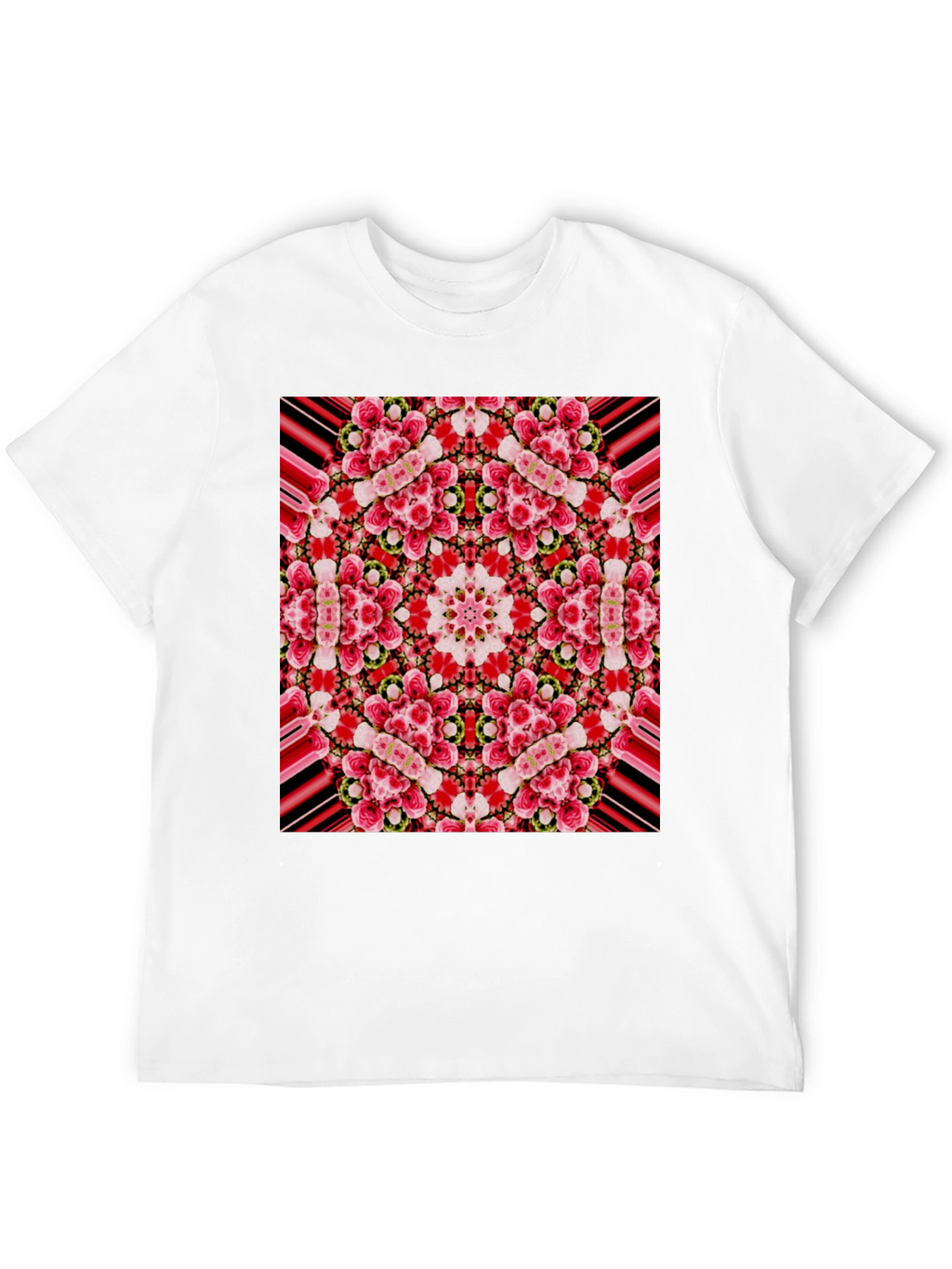 Floral Kaleidoscope Print Black T-Shirt