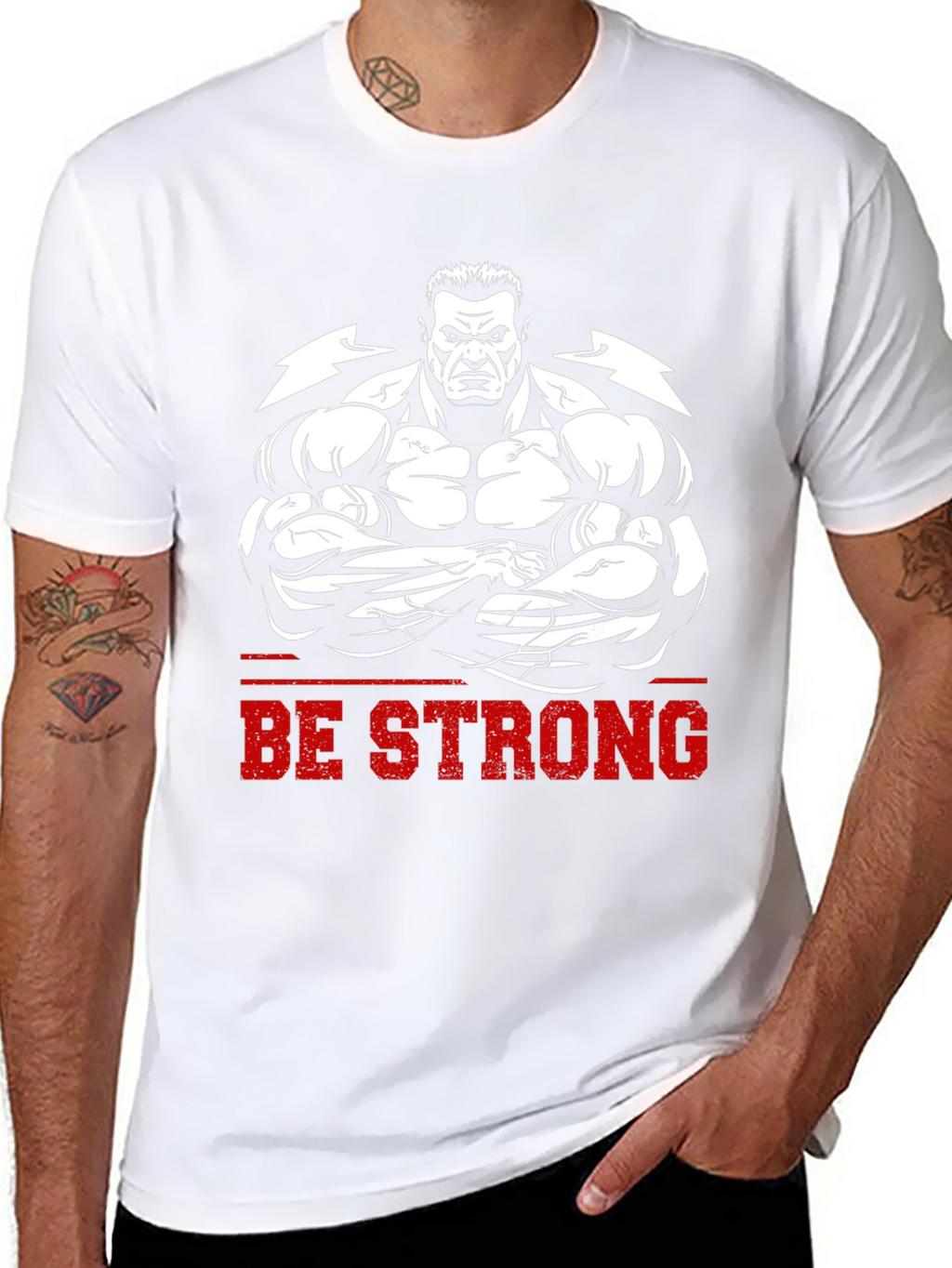 Be Strong Graphic Tee - Bodybuilder Design