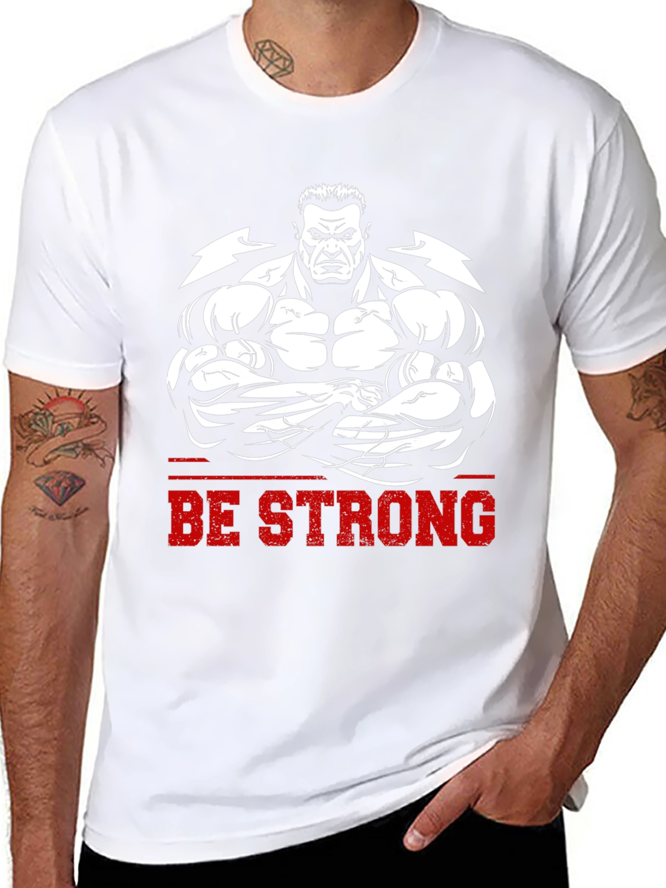 Be Strong Graphic Tee - Bodybuilder Design