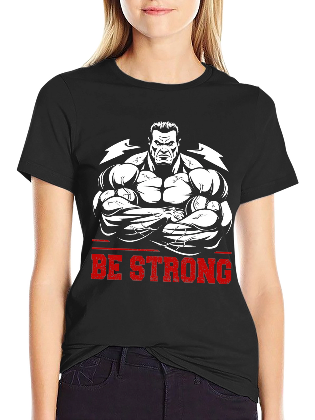 Be Strong Graphic Tee - Bodybuilder Design