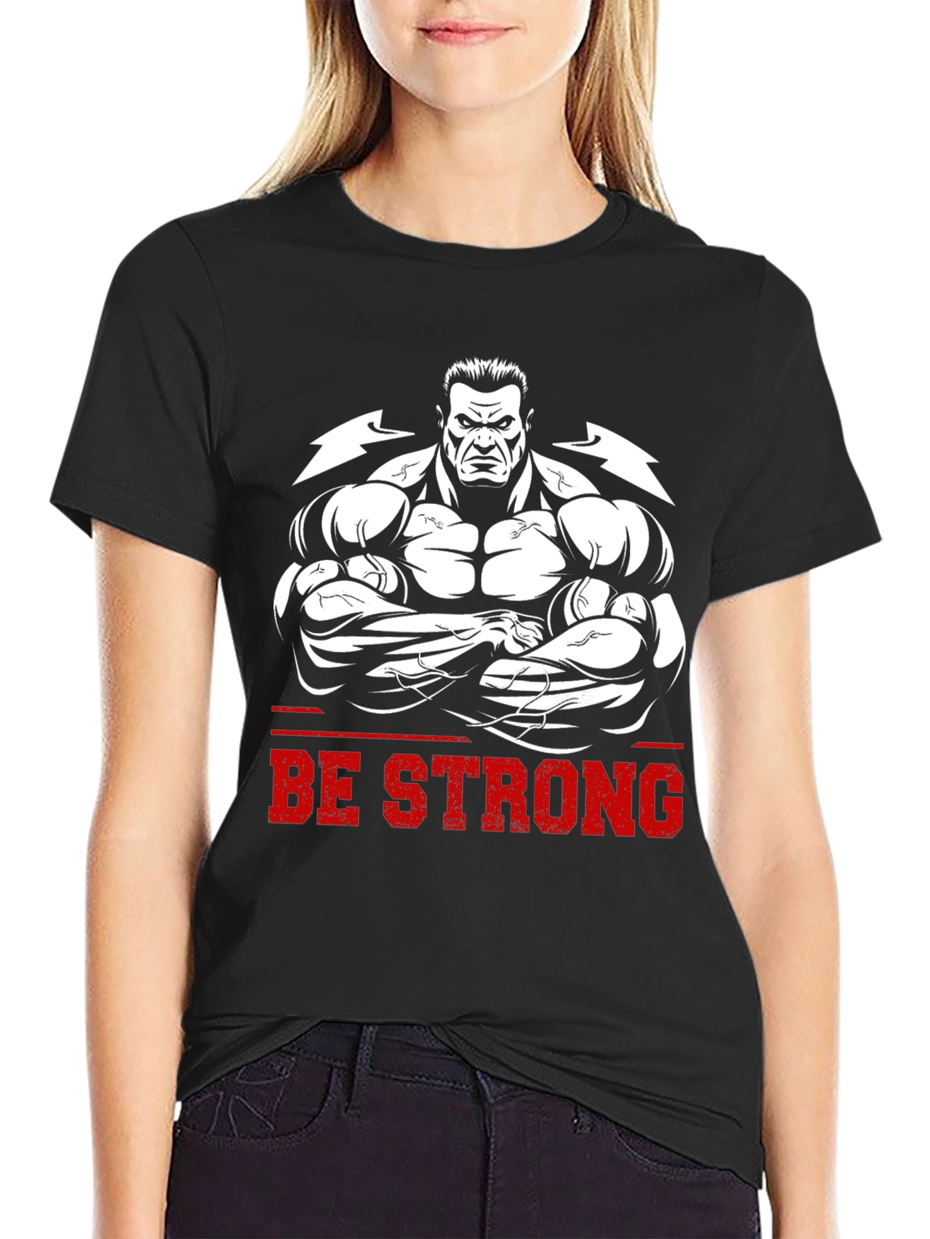 Be Strong Graphic Tee - Bodybuilder Design