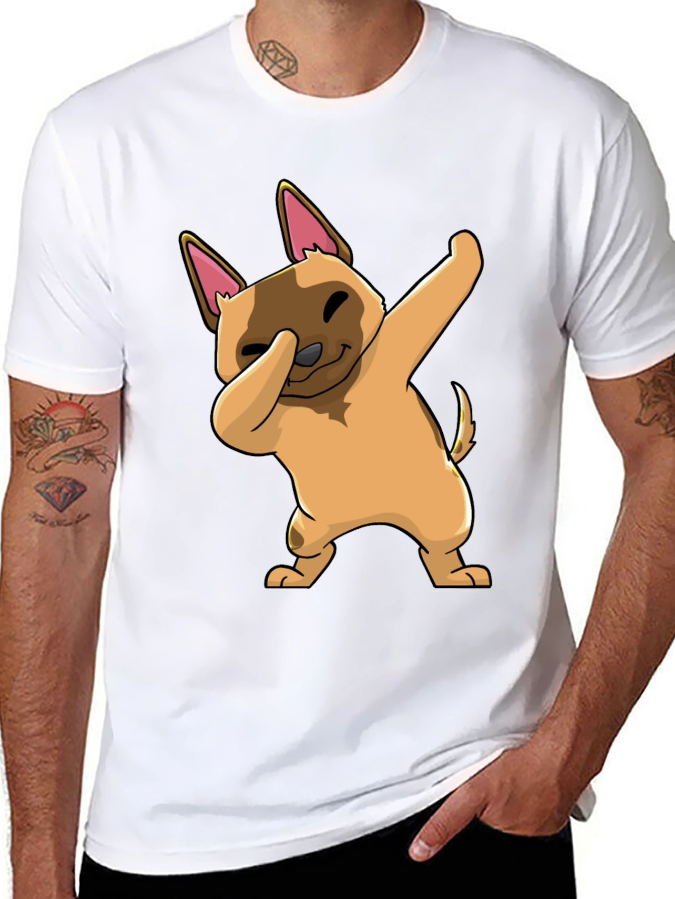 Dabbing Dog Graphic T-Shirt - Trendy Casual Wear