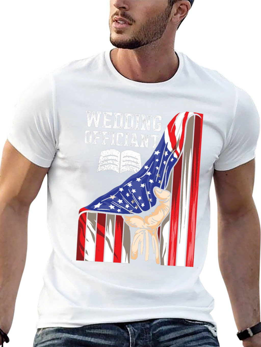 Wedding Officiant USA Flag T-Shirt