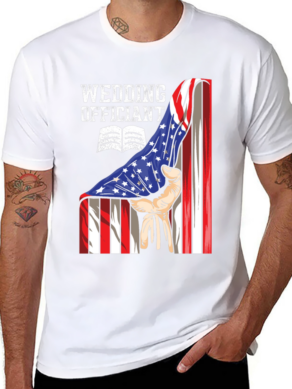Wedding Officiant USA Flag T-Shirt