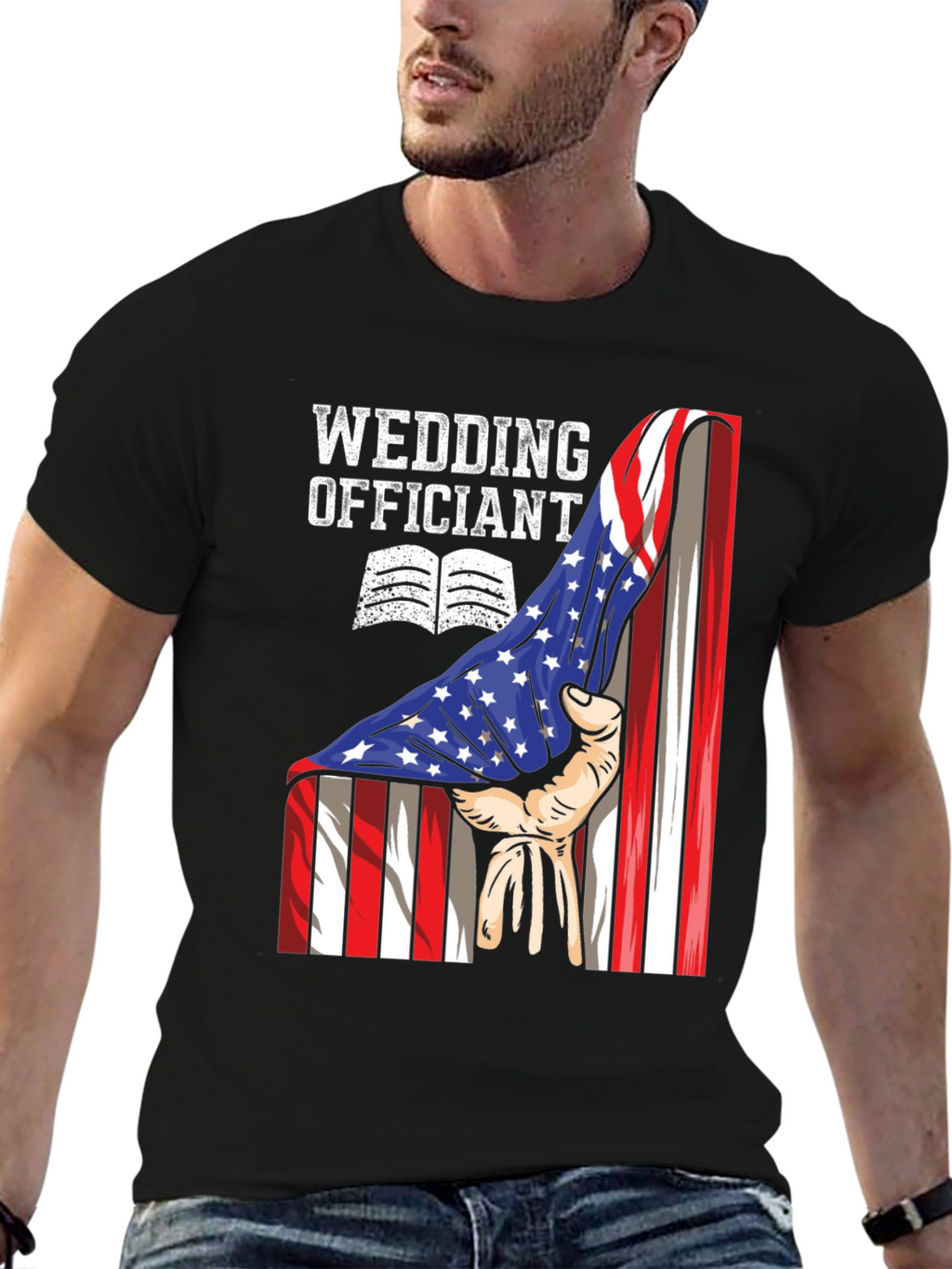 Wedding Officiant USA Flag T-Shirt