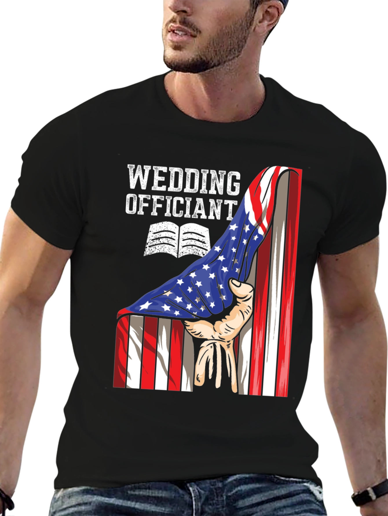 Wedding Officiant USA Flag T-Shirt