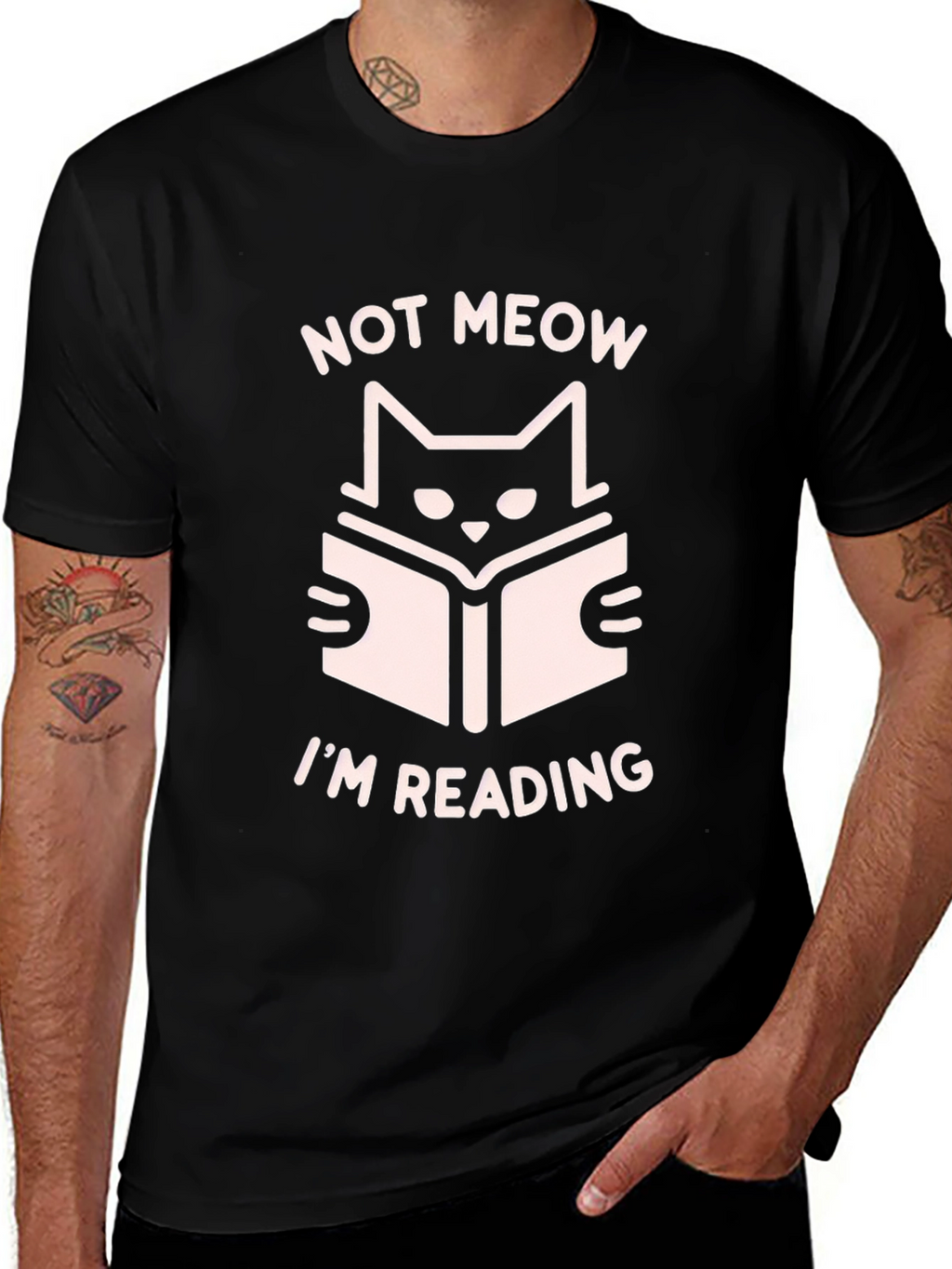 Not Meow Im Reading Black T-Shirt