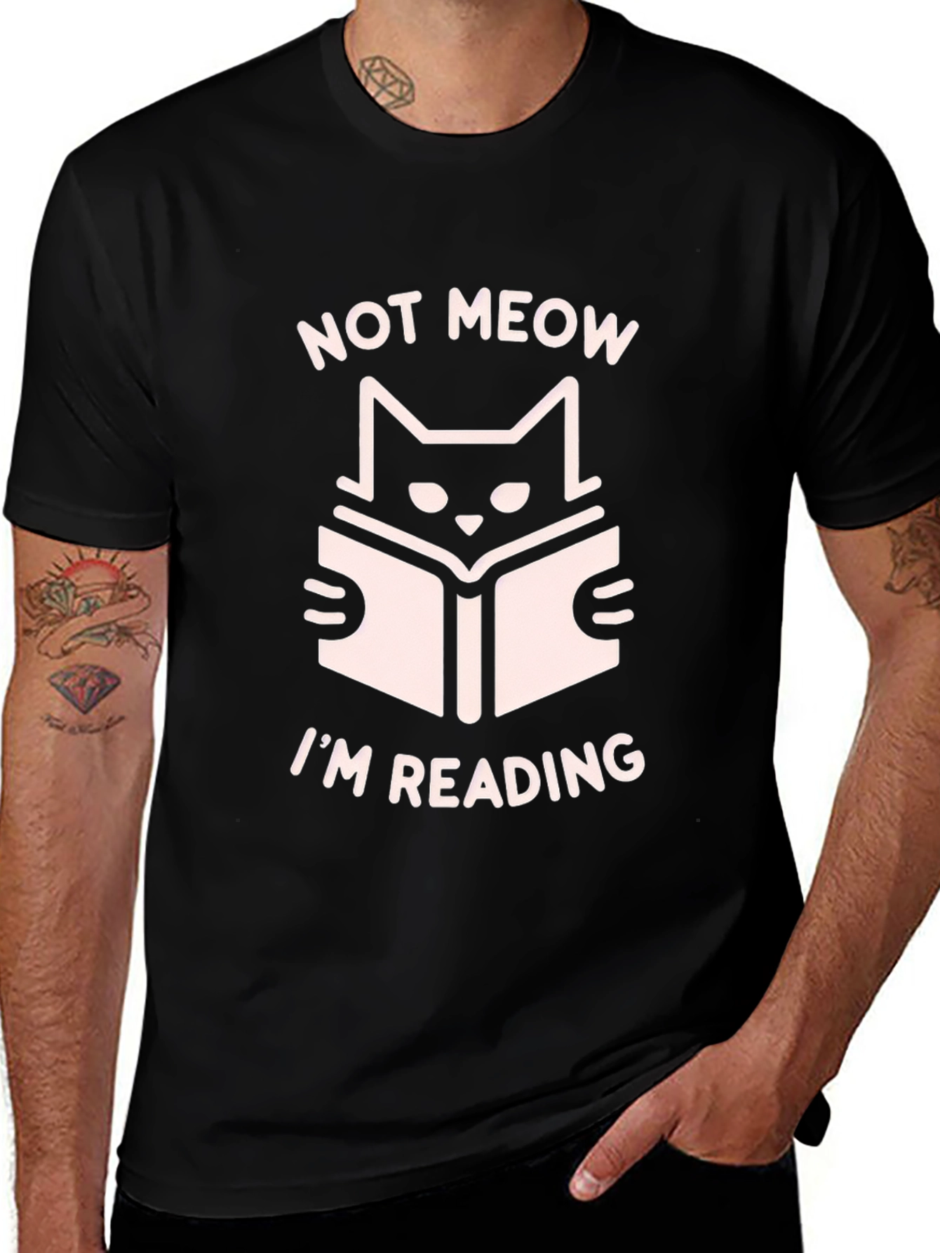 Not Meow Im Reading Black T-Shirt