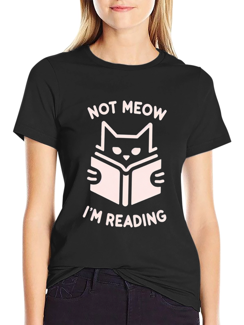 Not Meow Im Reading Black T-Shirt