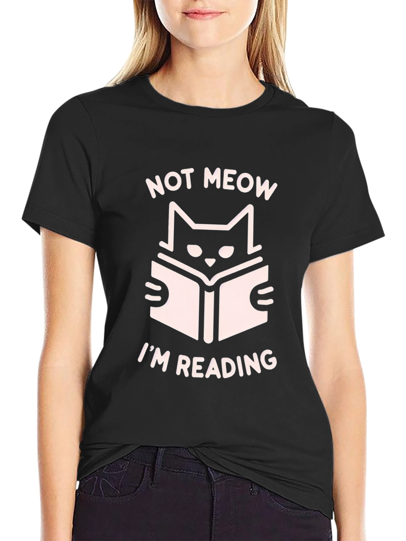 Not Meow Im Reading Black T-Shirt