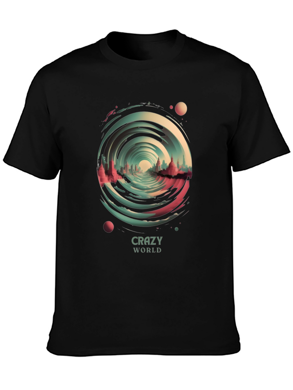 Crazy World Graphic Tee - Unisex Black T-Shirt