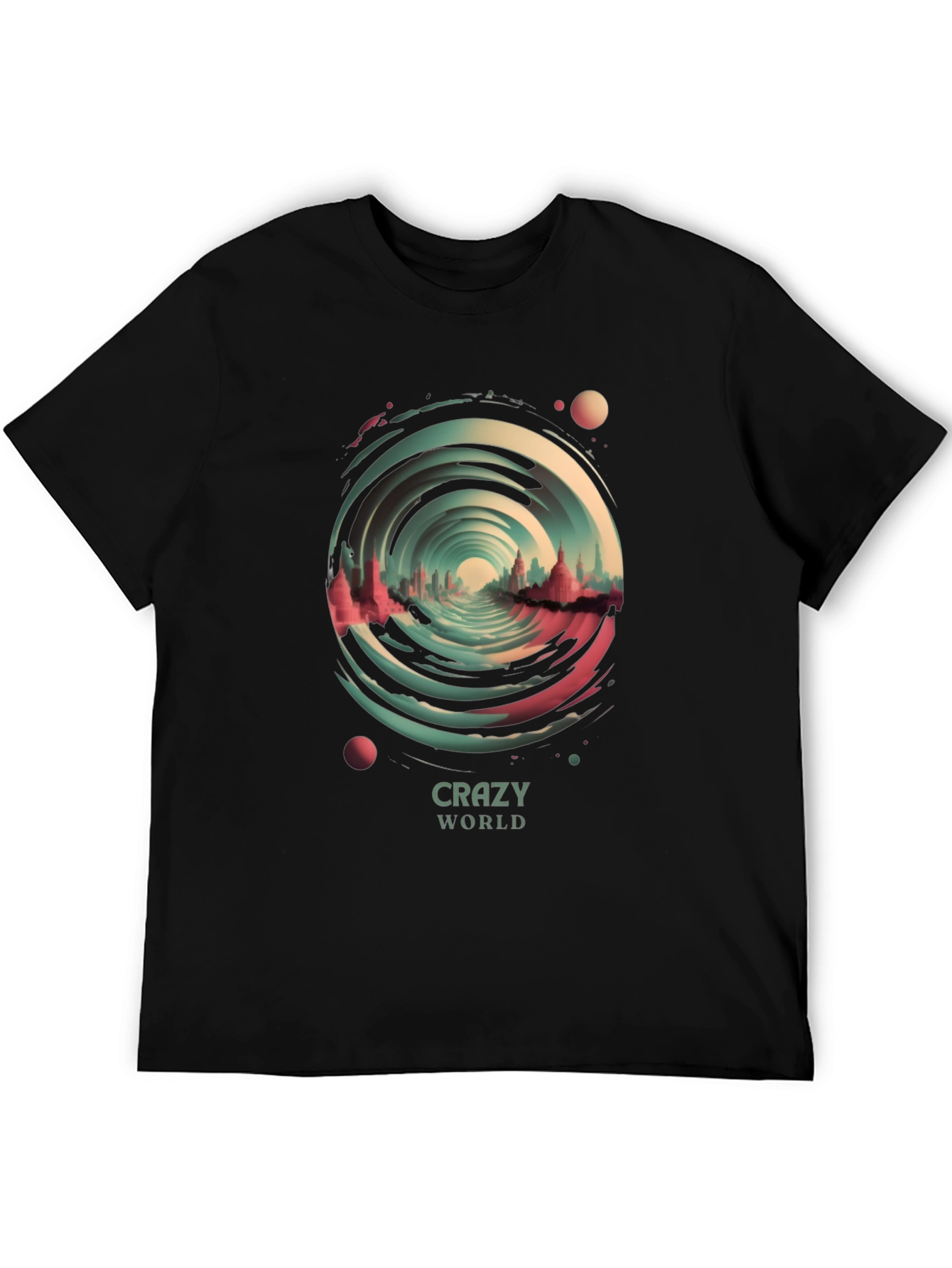 Crazy World Graphic Tee - Unisex Black T-Shirt