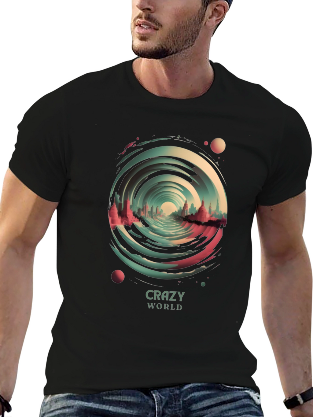 Crazy World Graphic Tee - Unisex Black T-Shirt