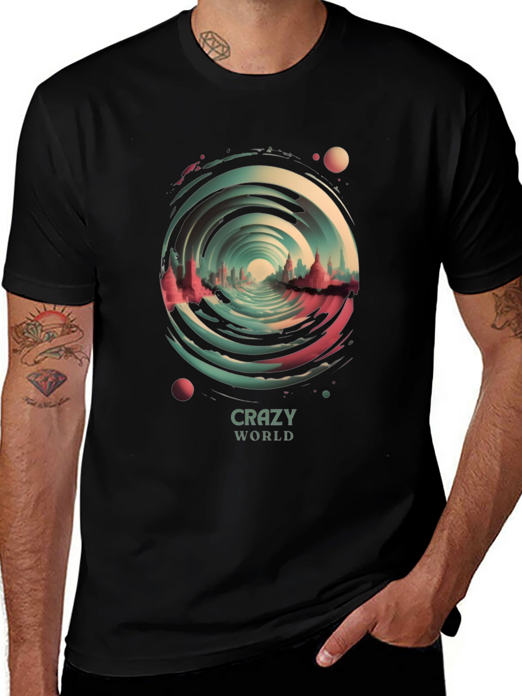 Crazy World Graphic Tee - Unisex Black T-Shirt