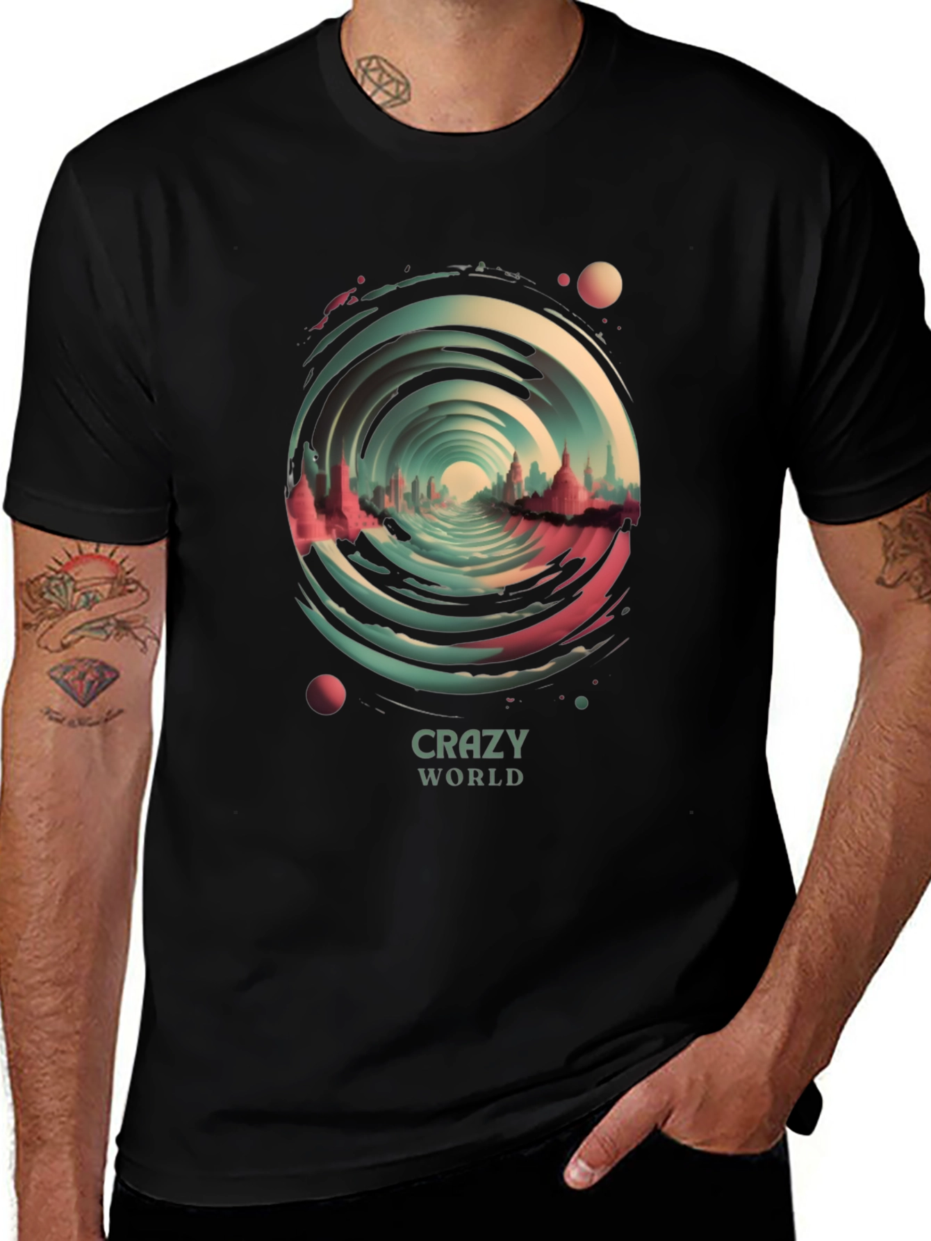 Crazy World Graphic Tee - Unisex Black T-Shirt