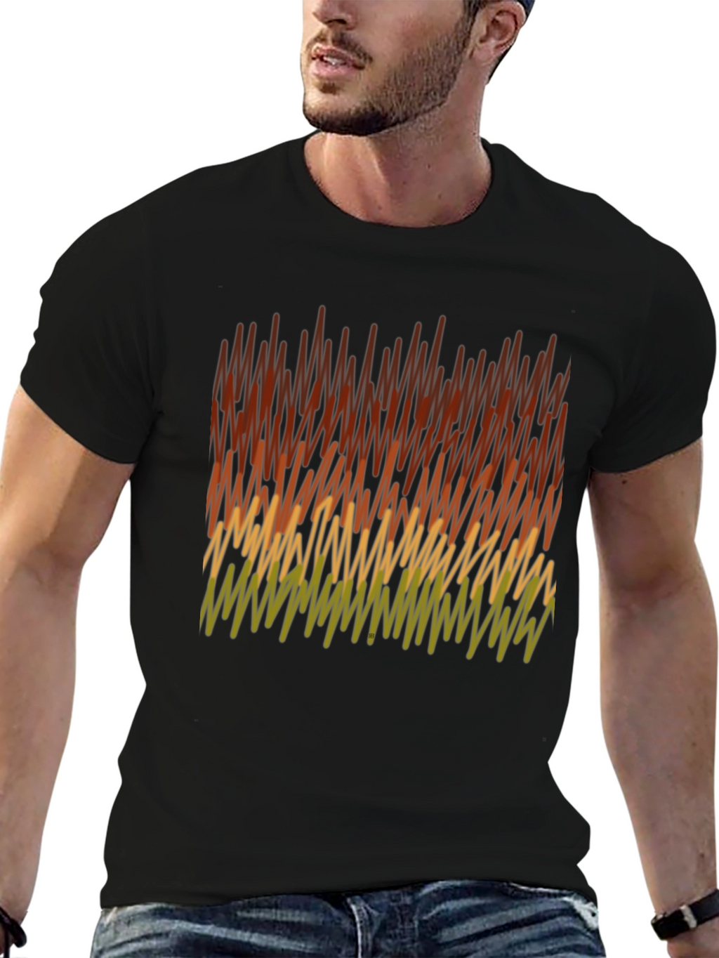 Abstract Pattern Mens Black T-Shirt