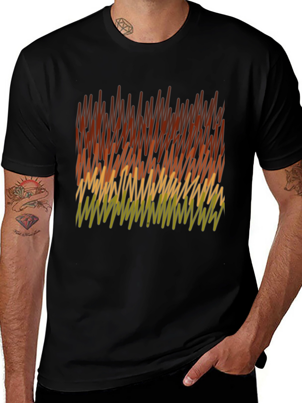 Abstract Pattern Mens Black T-Shirt