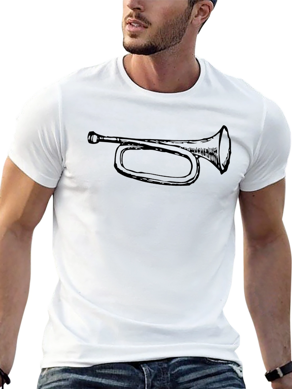 Bugle Graphic Tee - Casual Black T-Shirt