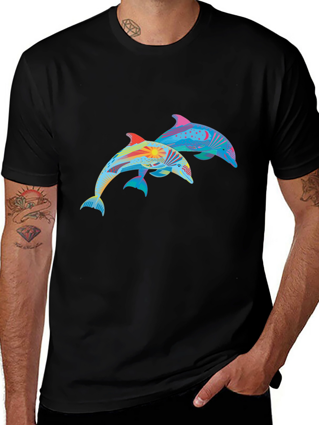 Dolphin Graphic Black Tee
