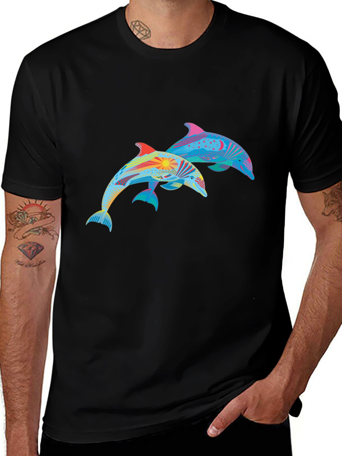 Dolphin Graphic Black Tee
