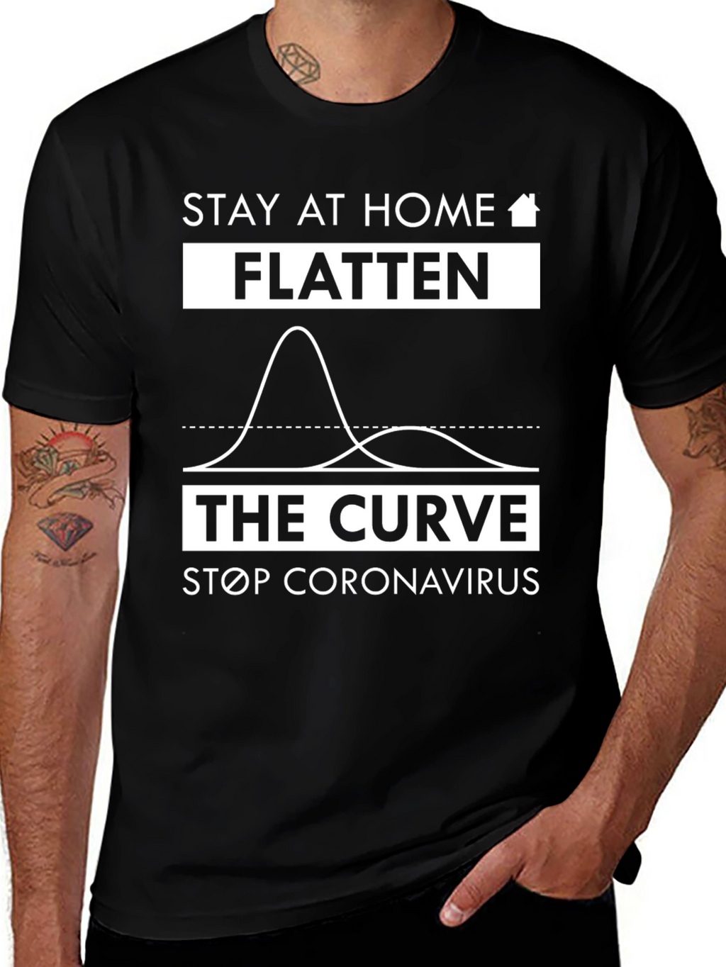 Stay at Home Flatten the Curve Graphic Tee