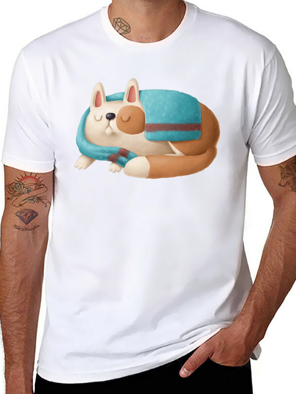 Cute Sleeping Dog Graphic T-Shirt