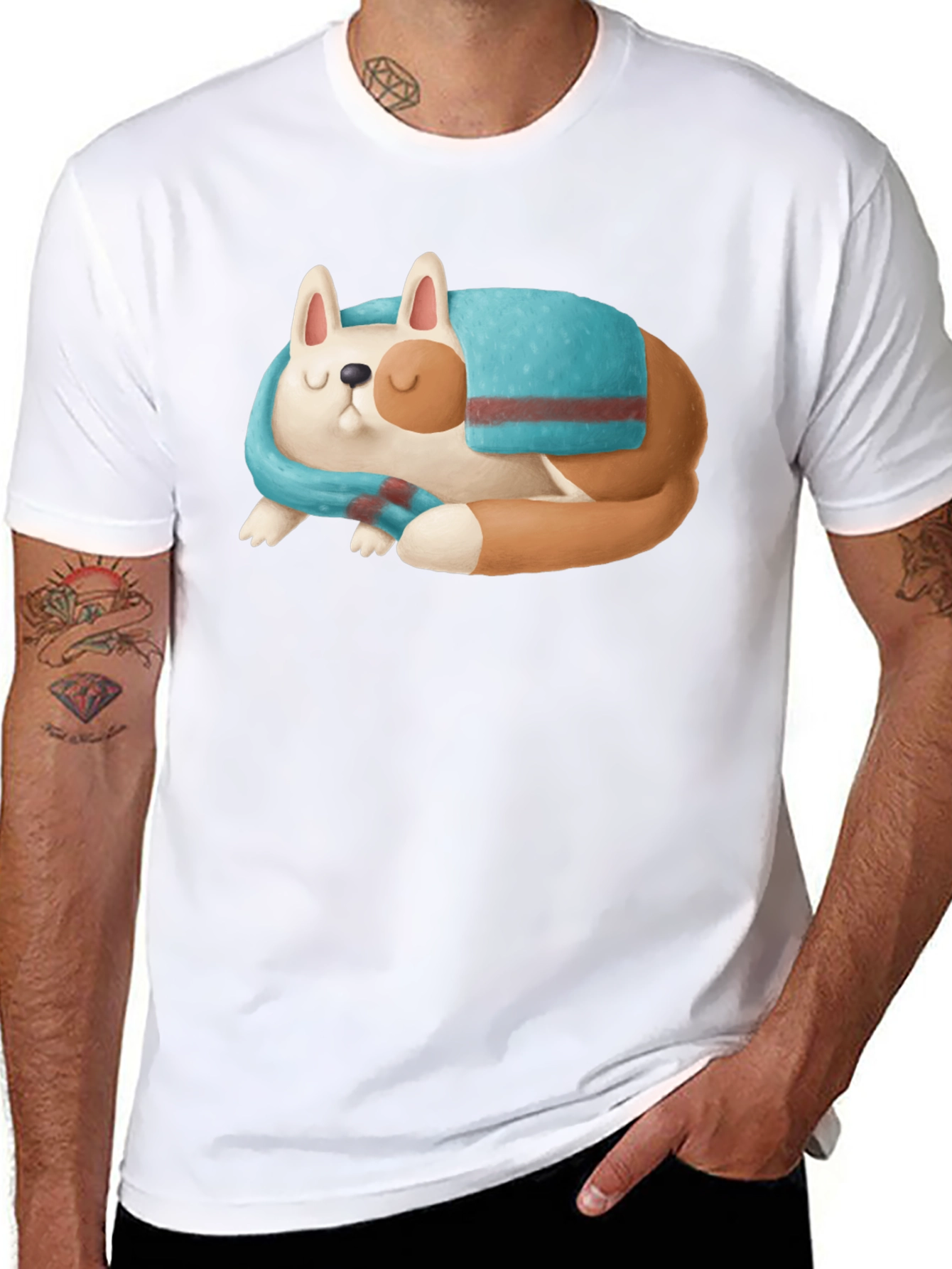Cute Sleeping Dog Graphic T-Shirt