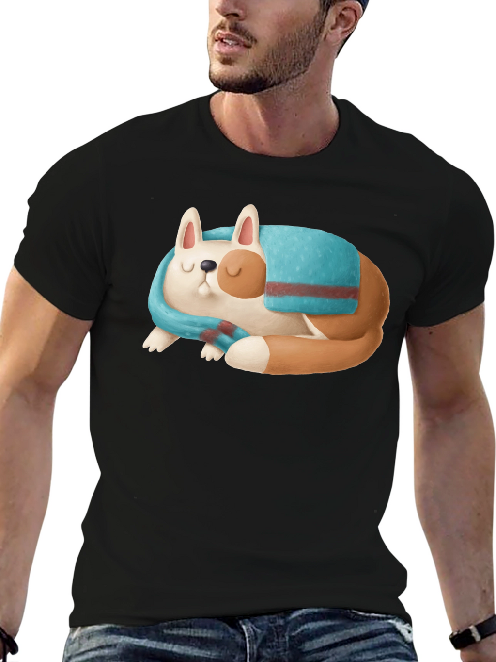 Cute Sleeping Dog Graphic T-Shirt