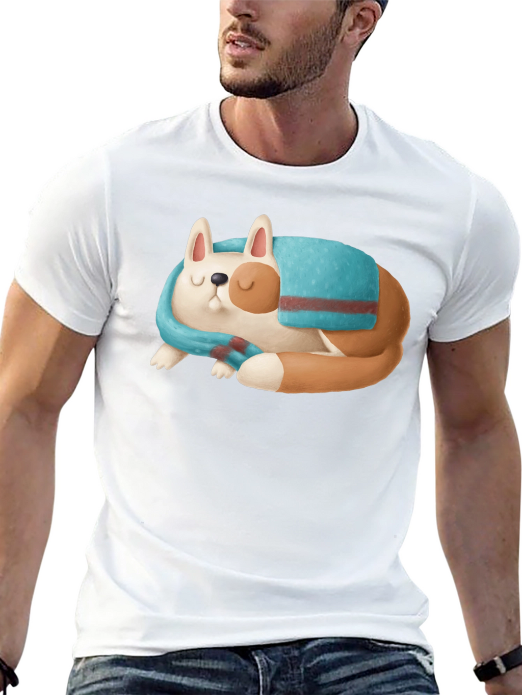 Cute Sleeping Dog Graphic T-Shirt
