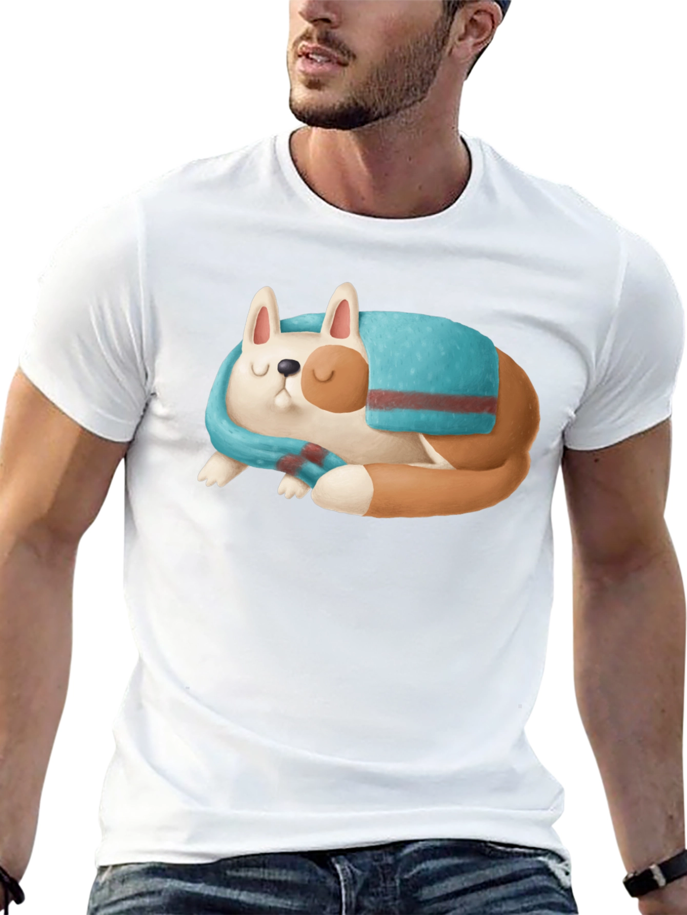 Cute Sleeping Dog Graphic T-Shirt