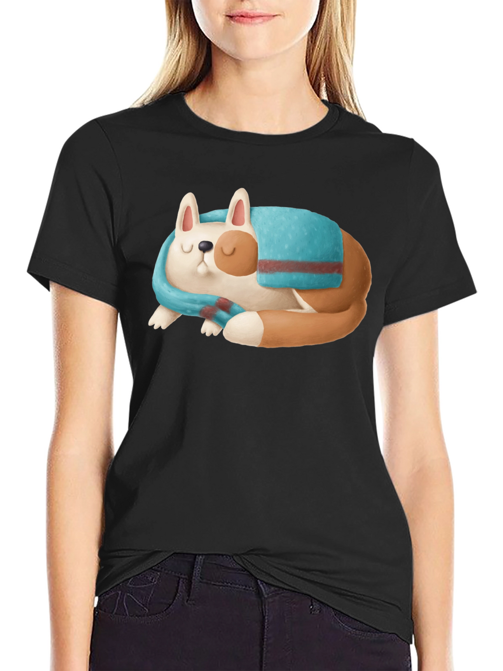 Cute Sleeping Dog Graphic T-Shirt