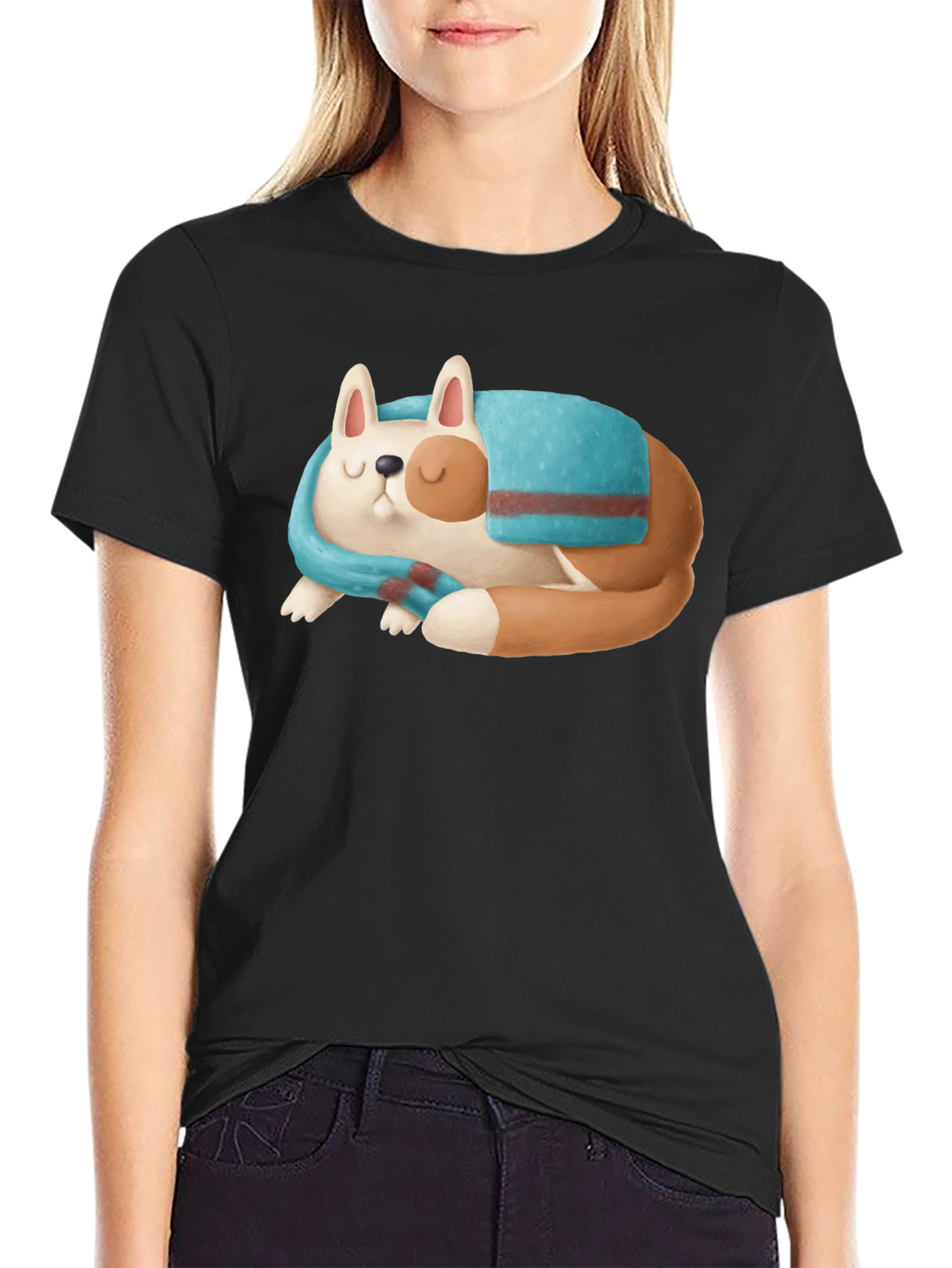 Cute Sleeping Dog Graphic T-Shirt