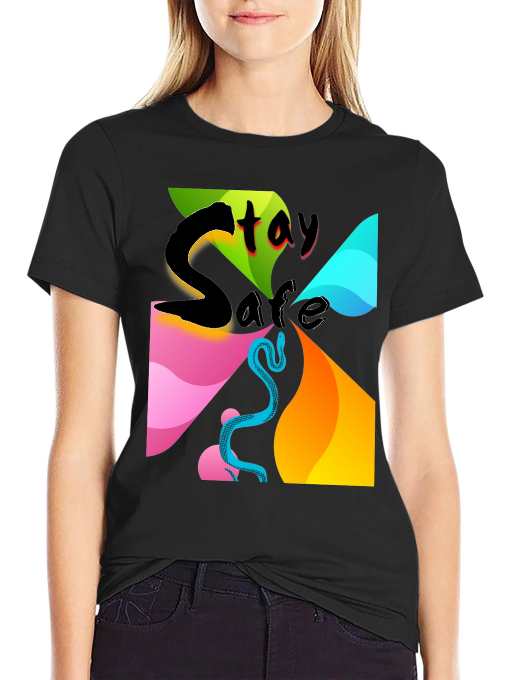Stay Safe Graphic Tee - Mens Black T-Shirt