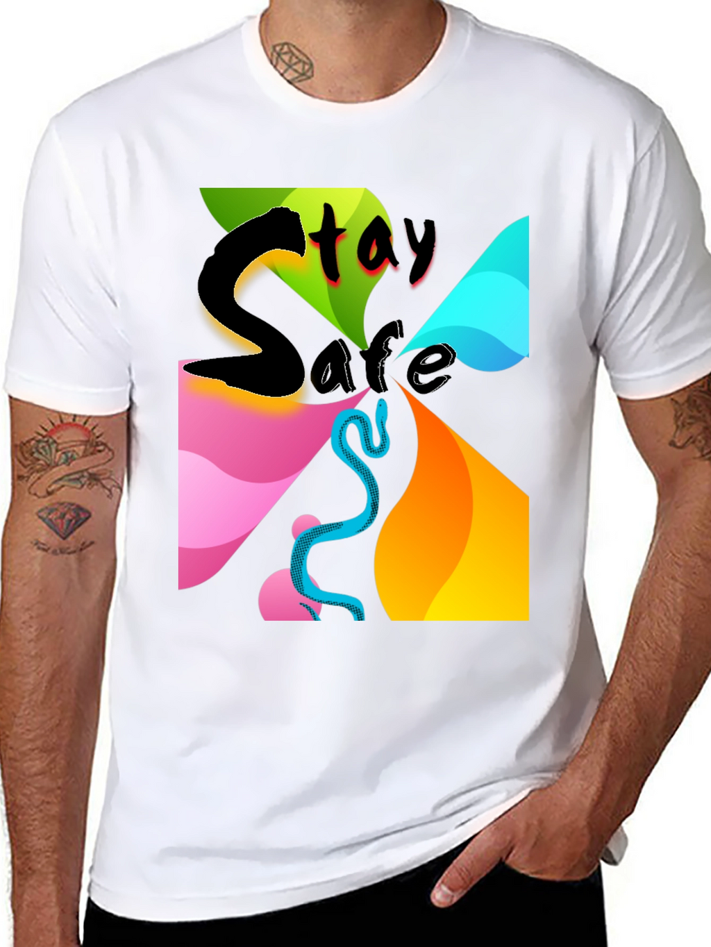 Stay Safe Graphic Tee - Mens Black T-Shirt