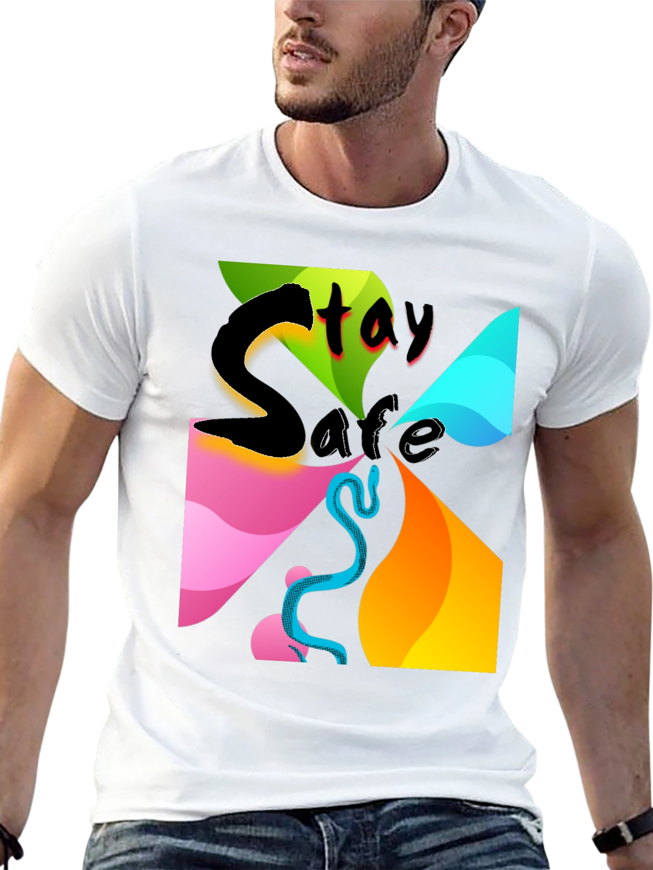 Stay Safe Graphic Tee - Mens Black T-Shirt