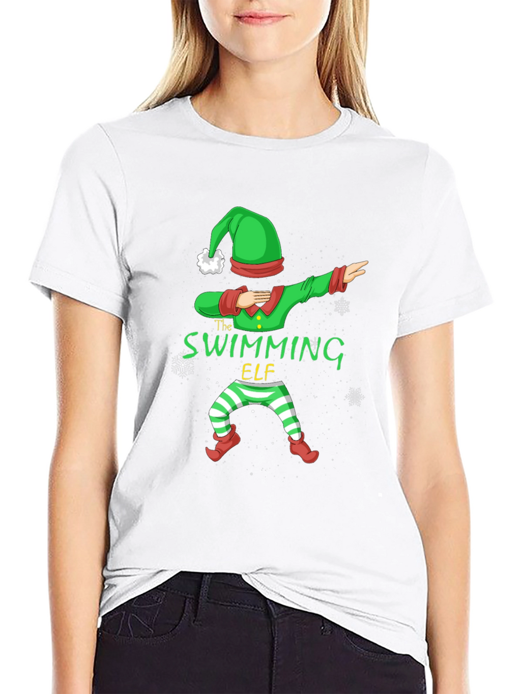 Swimming Elf Dab Christmas Holiday T-Shirt