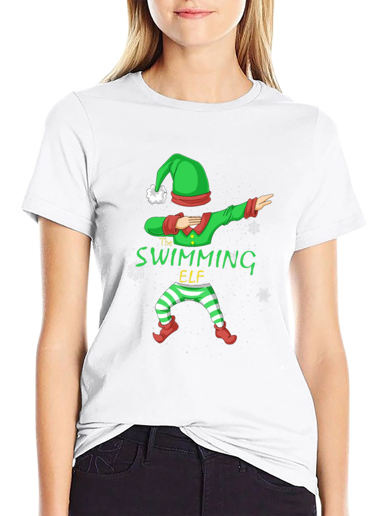 Swimming Elf Dab Christmas Holiday T-Shirt