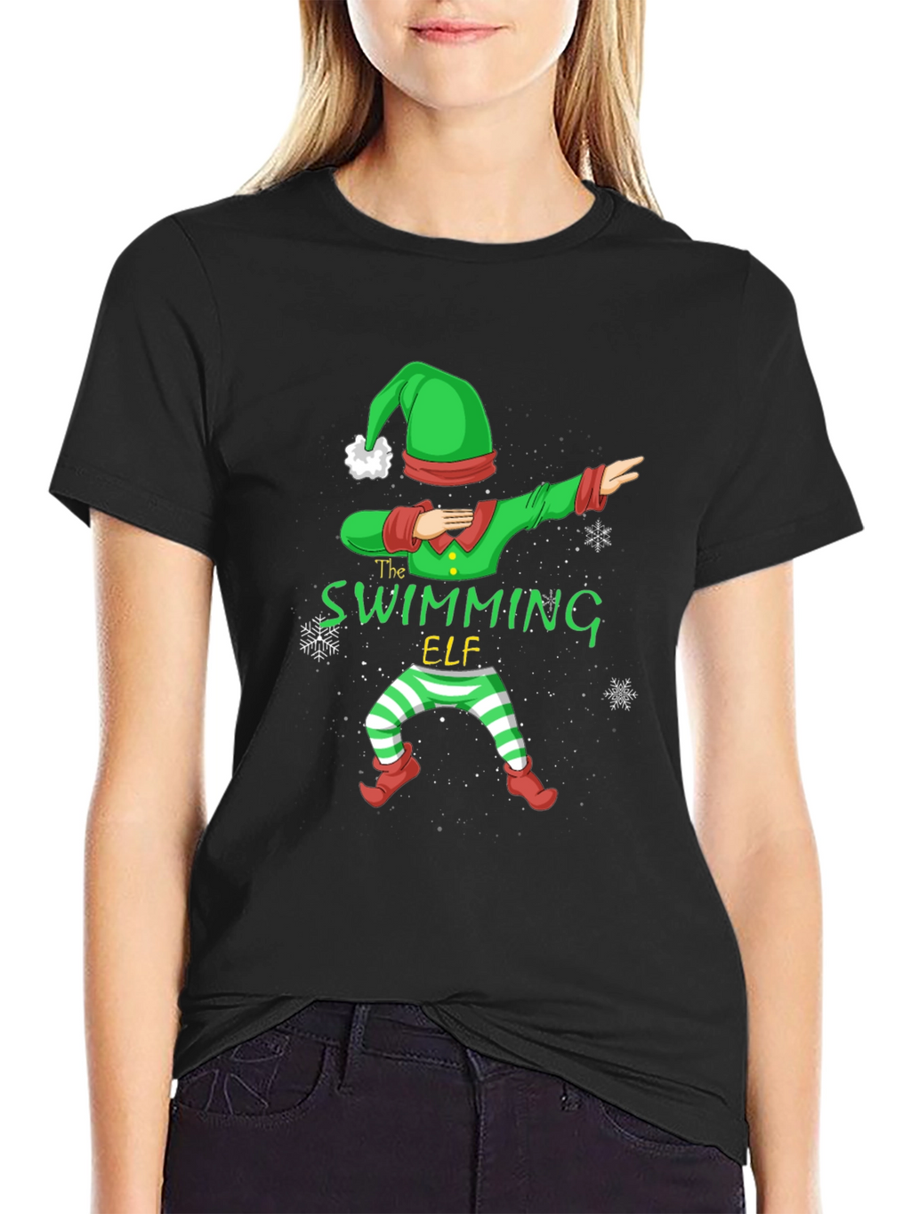 Swimming Elf Dab Christmas Holiday T-Shirt