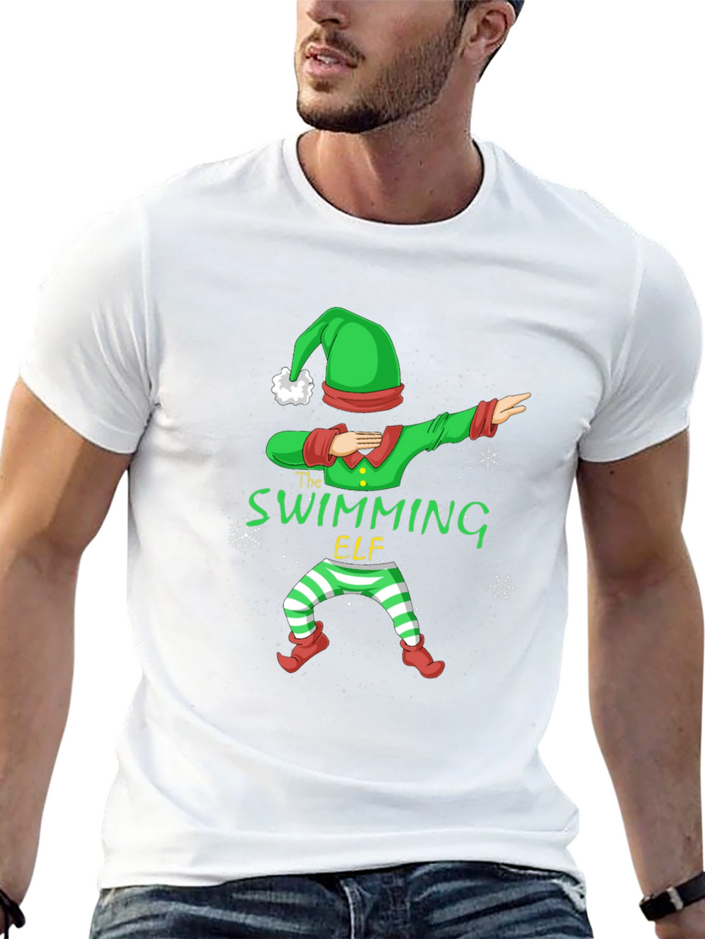 Swimming Elf Dab Christmas Holiday T-Shirt