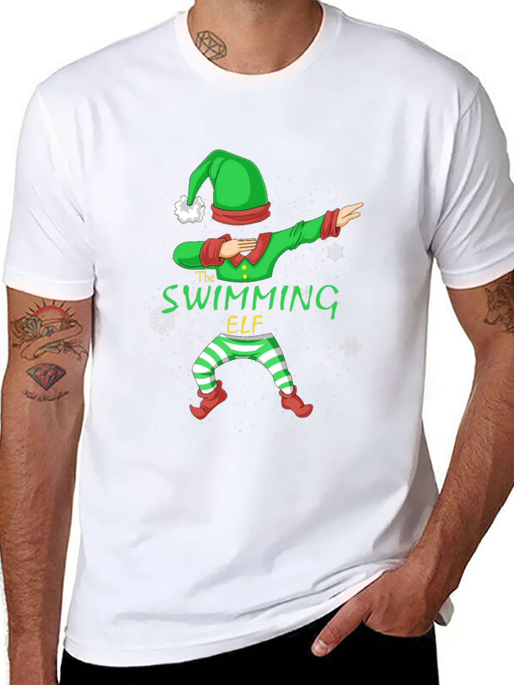 Swimming Elf Dab Christmas Holiday T-Shirt
