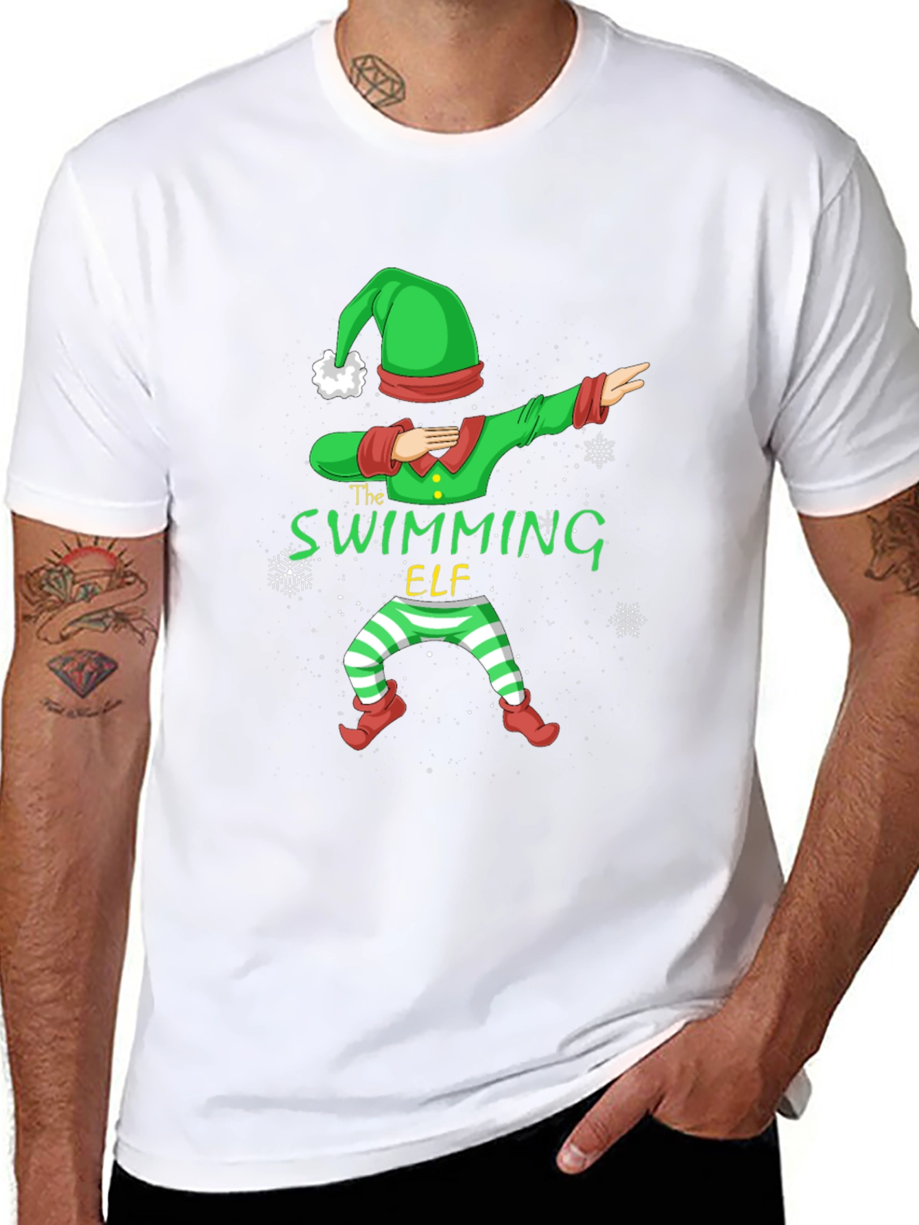 Swimming Elf Dab Christmas Holiday T-Shirt