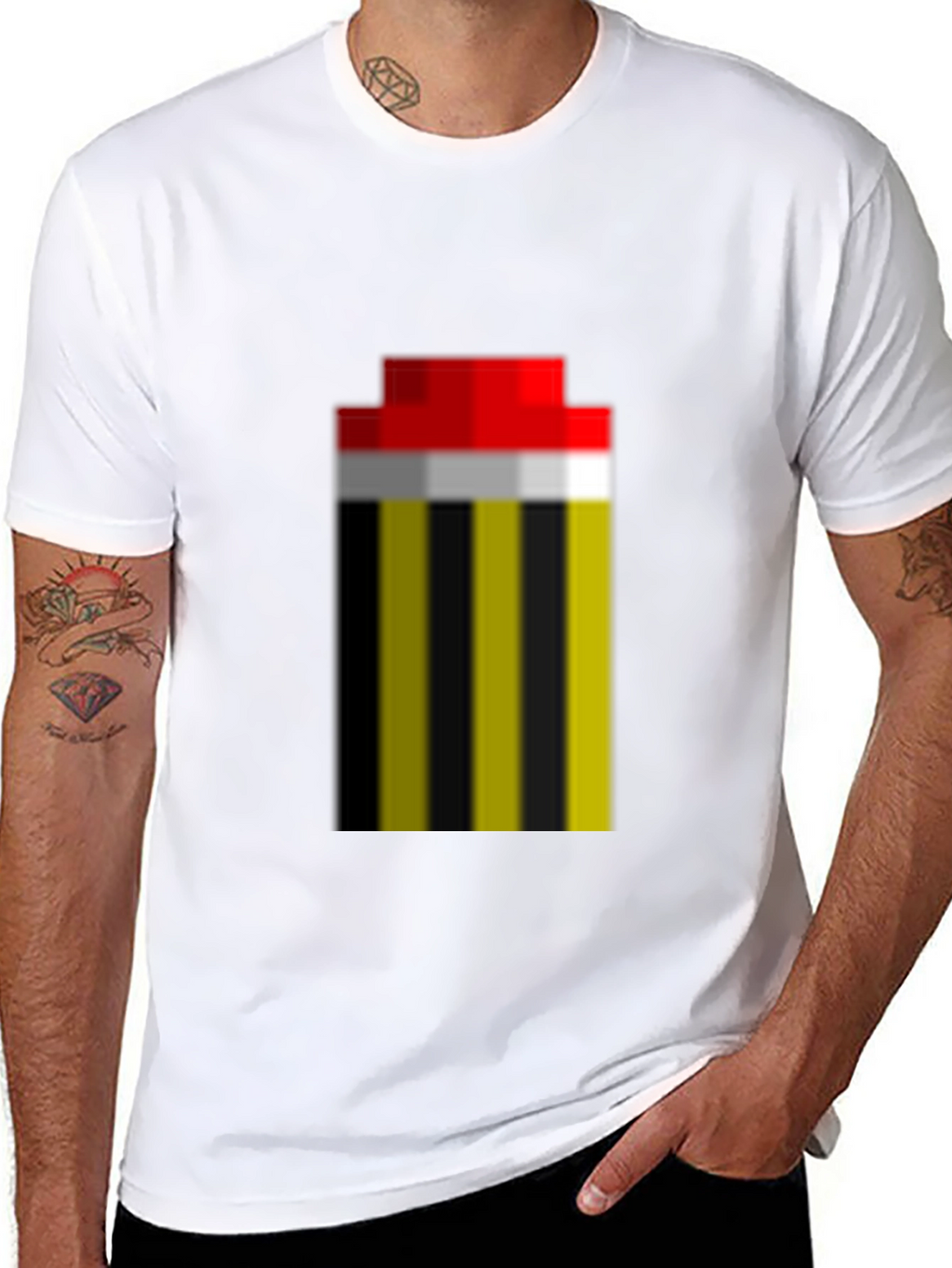 Pixel Art Stripe Tee - Retro Gaming Fashion
