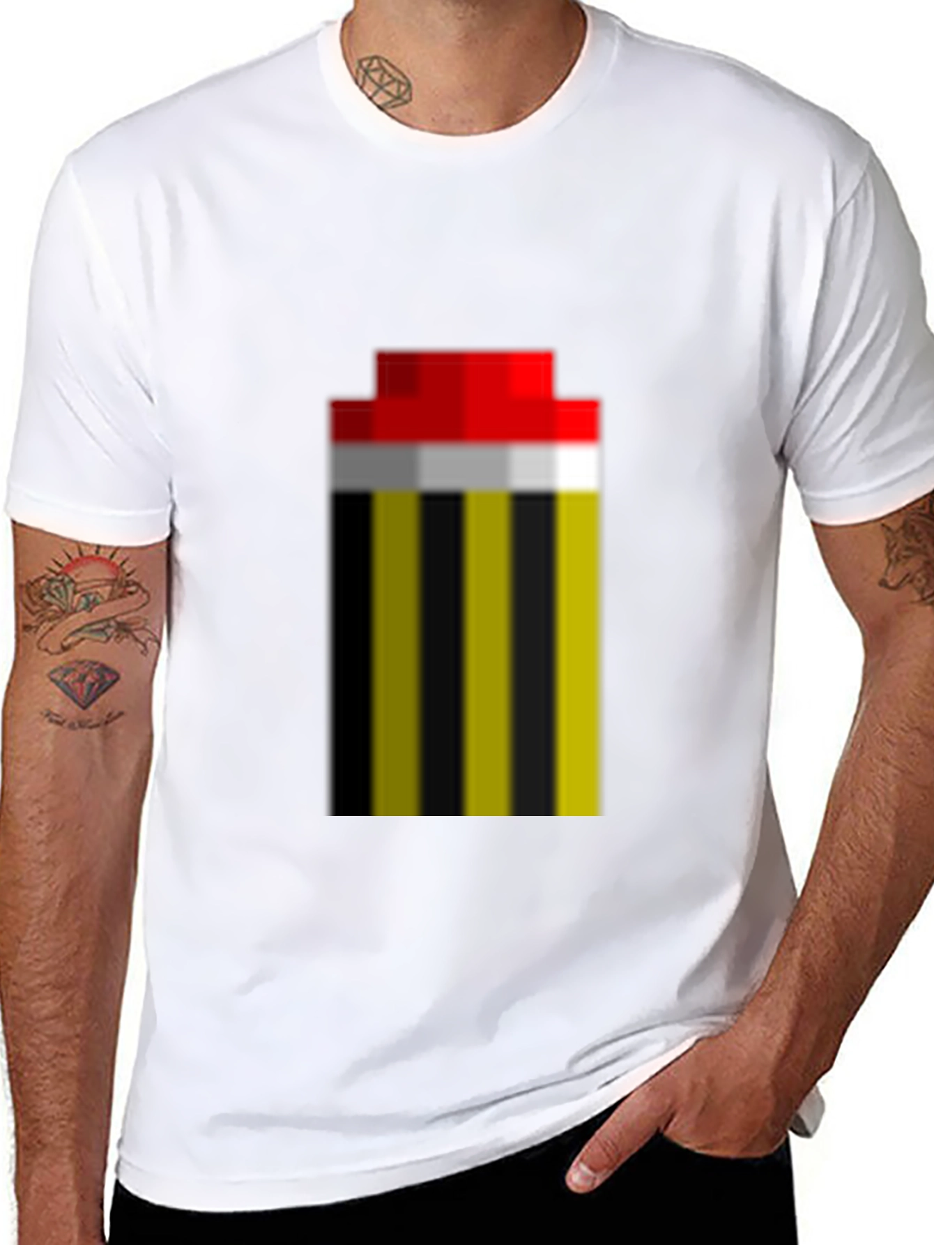 Pixel Art Stripe Tee - Retro Gaming Fashion