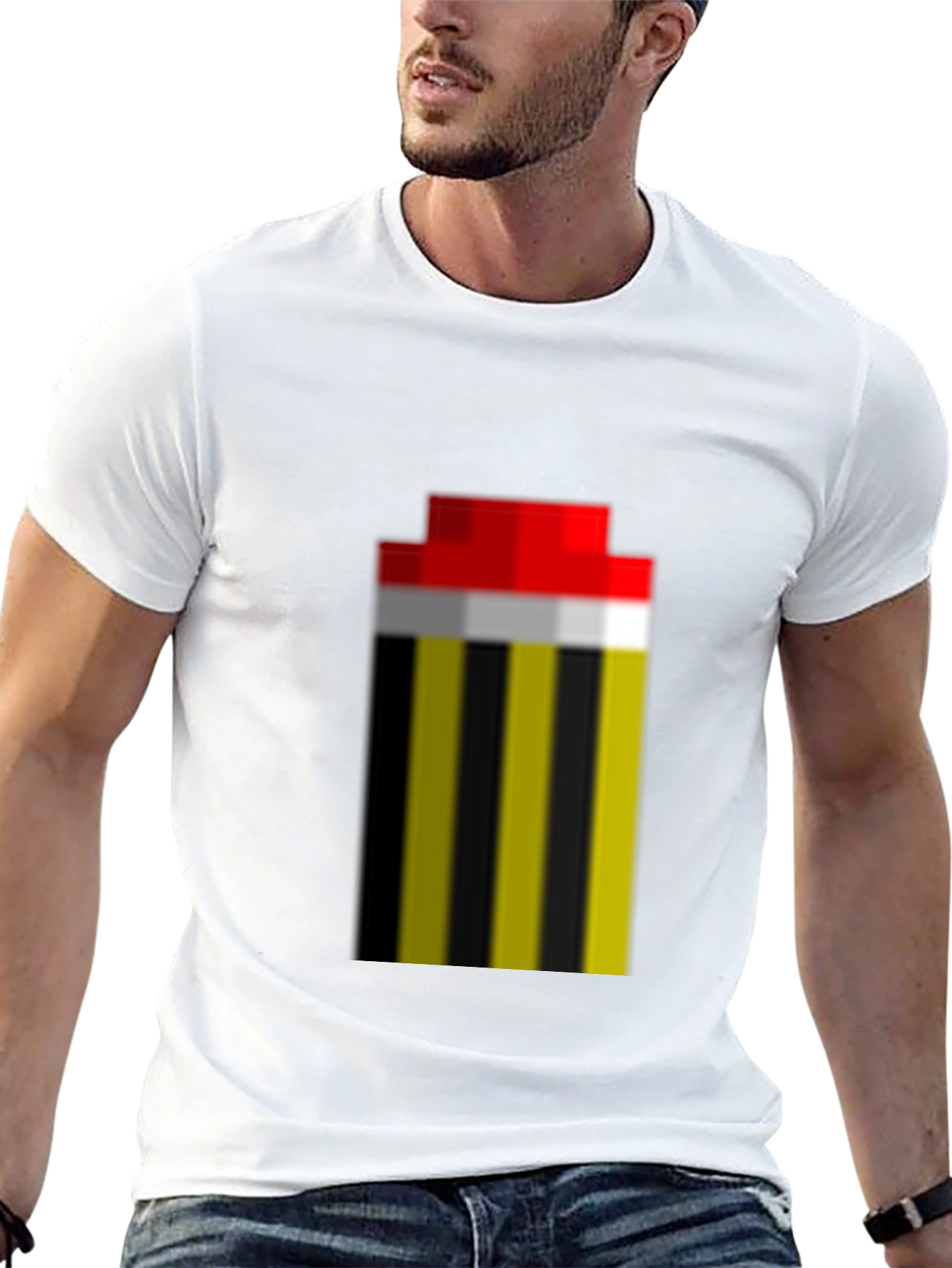 Pixel Art Stripe Tee - Retro Gaming Fashion