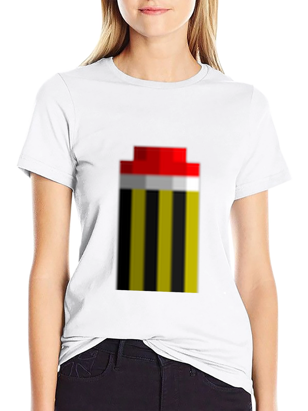 Pixel Art Stripe Tee - Retro Gaming Fashion